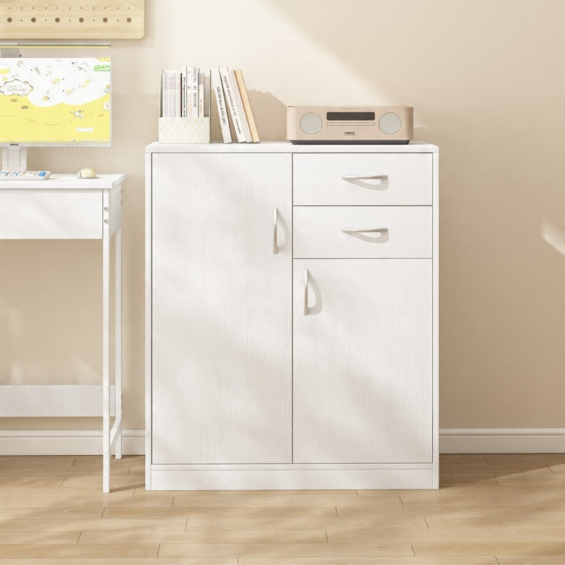 Modern komód fiókokkal és polcokkal loft stílusban fehér szekrény ajtóval 74 cm