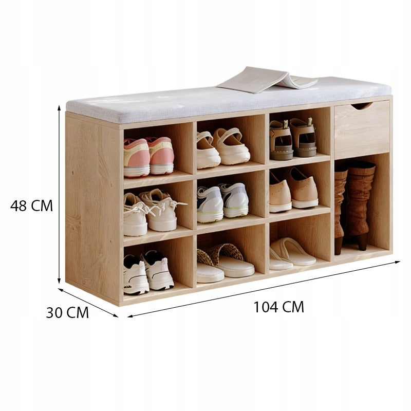 Cipősszekrény ülőkével, Loft Sonoma előszoba pad fiókkal, 100 cm