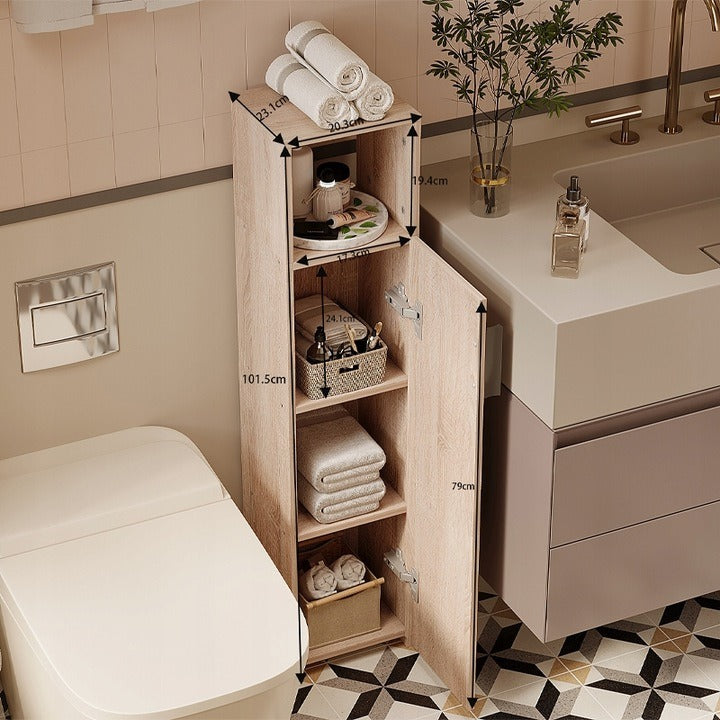 Keskeny barna fürdőszoba szekrény magas polcokkal, modern, 101 cm