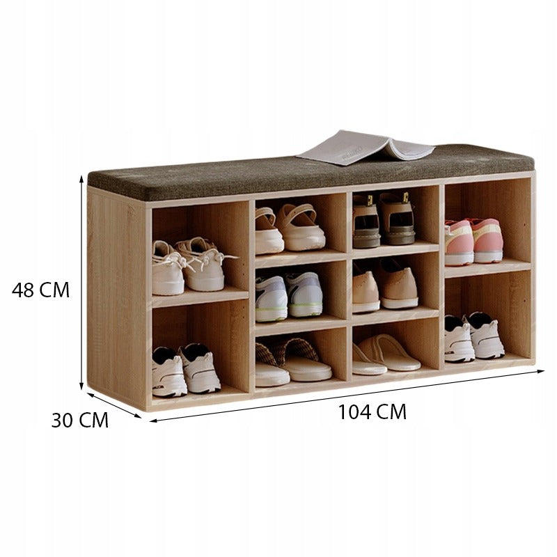 Cipősszekrény ülőkével, modern Sonoma tölgyfa loft pad, 104 cm