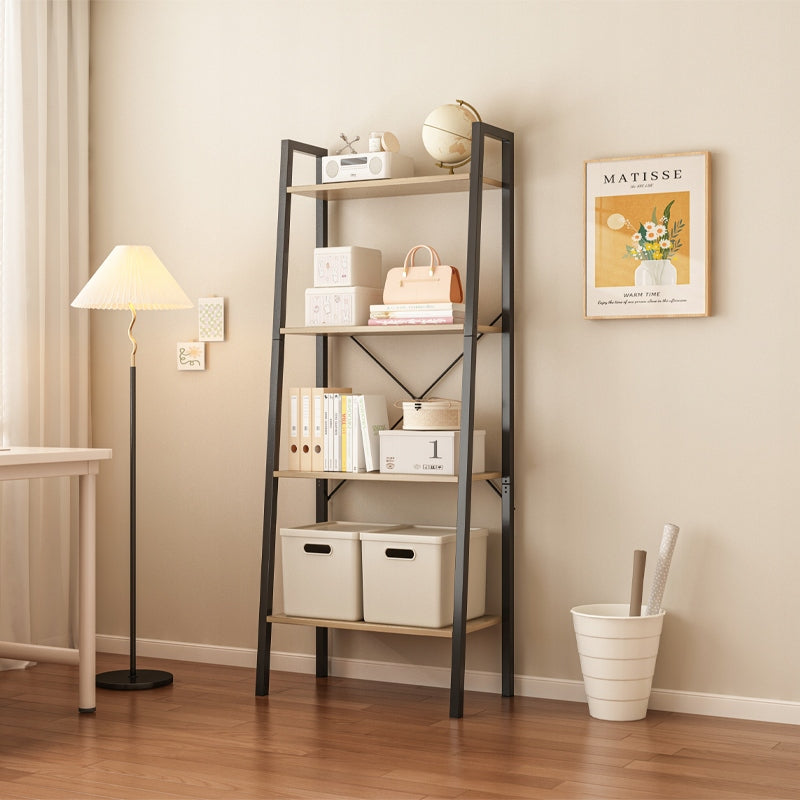 Nyitott könyvespolc rusztikus-loft stílusban, sötétbarna – 60x147x31 cm