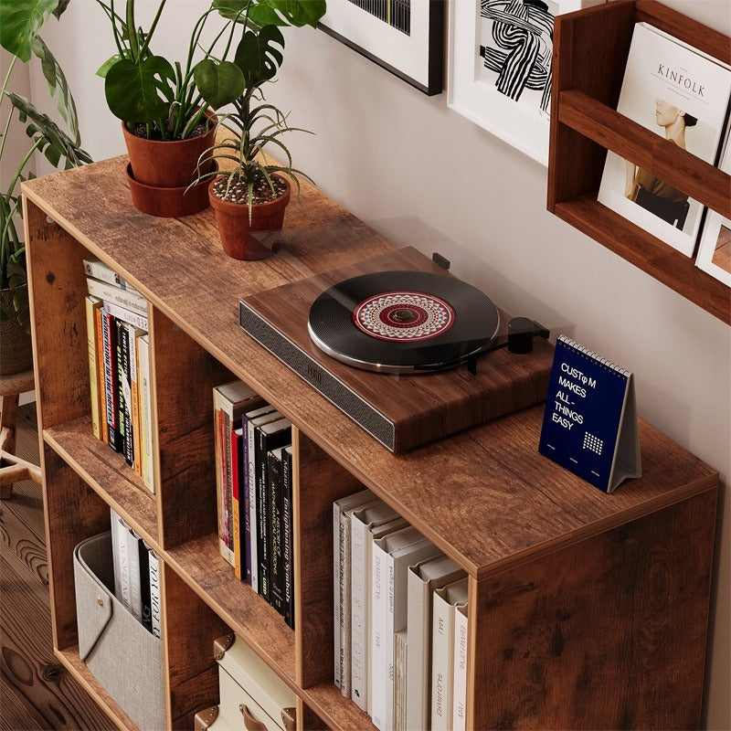 Nyitott könyvespolc, 3x2-es kocka fiókos szekrény, tágas polc könyveknek, irodának, rusztikus