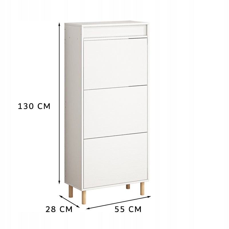 Fehér cipőtartó szekrény tükrös tárolóval loft stílusban álló polc előszoba 55 cm