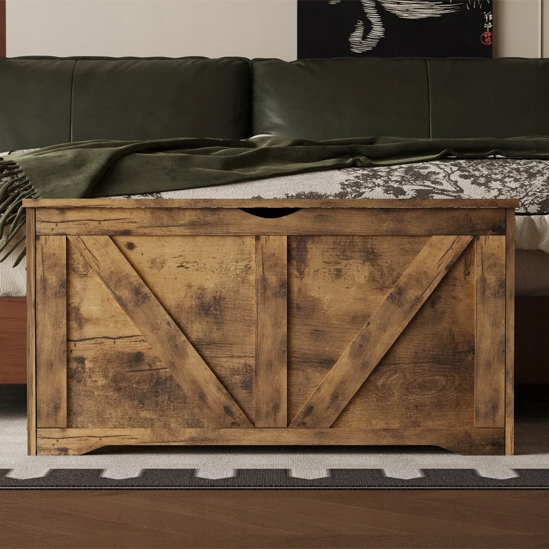 Fa tárolóláda, Tárolórendszerező, Pad, Barna Loft Stílus, 100 cm