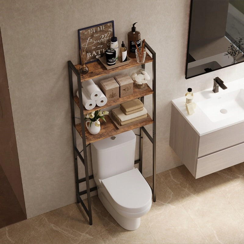 Fürdőszobaszekrény WC felett, mosógép, polc, rusztikus barna loft stílus, 64 cm