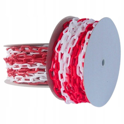 25 m műanyag korlátlánc, 6 mm, fehér és piros