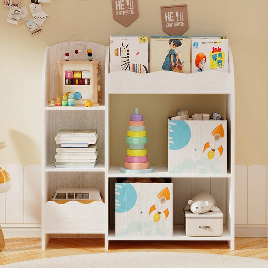 Könyvespolc, újságtartó, játékos szekrény, álló könyvespolc, loft, tágas