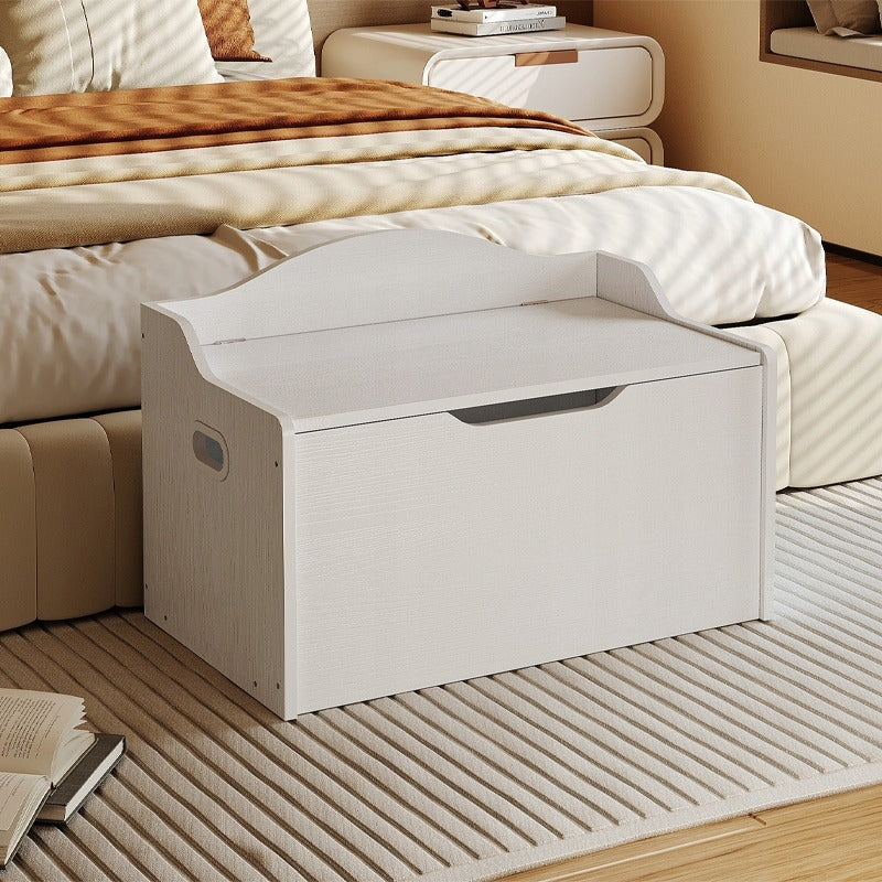 Nagy fa tárolóláda - Fehér ágyneműtartós szekrény - Loft stílusú 68 cm