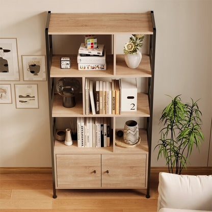 Modern, univerzális könyvespolc zárható szekrényekkel, tágas loft stílusban