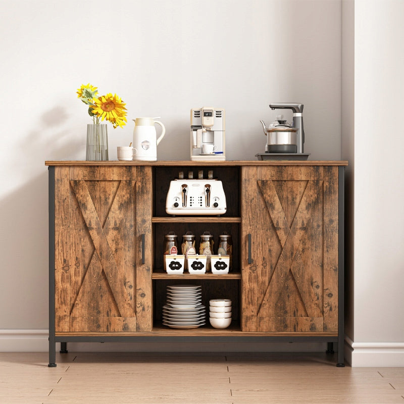 Fiókos és nyitott polcos komód 100x70x35 cm – Vintage barna, rusztikus stílus