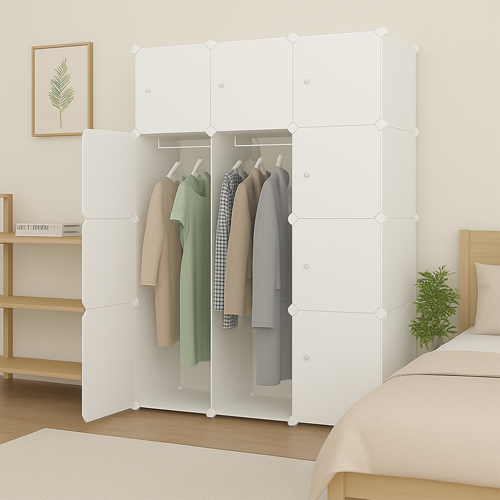 Összecsukható moduláris szekrény 147x111x47 cm – könnyű, vízálló, ideális kis terekbe