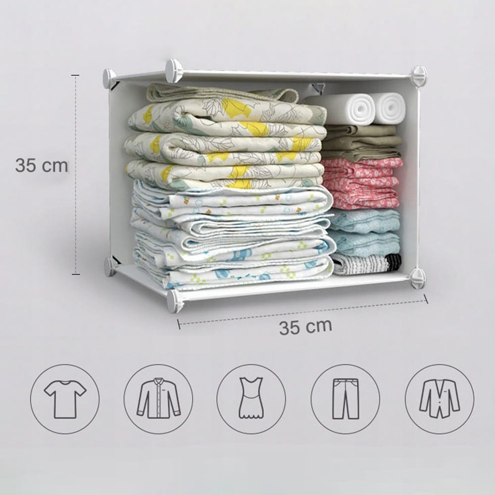 Moduláris műanyag szekrény – ruhák, cipők, játékok rendszerezésére 110x147x47 cm-es