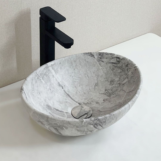 Kerámia mosdókagyló márványhatású felülettel – 42x34x15 cm, modern dizájn és nagy ellenálló képesség