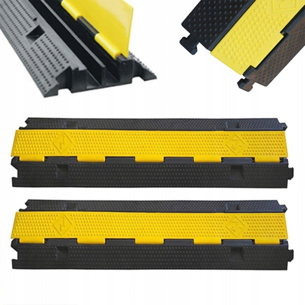 Kábelvédő rámpa 1 m – 2 csatornás – 7 tonna teherbírással – kábelvédelem fekete-sárga színben