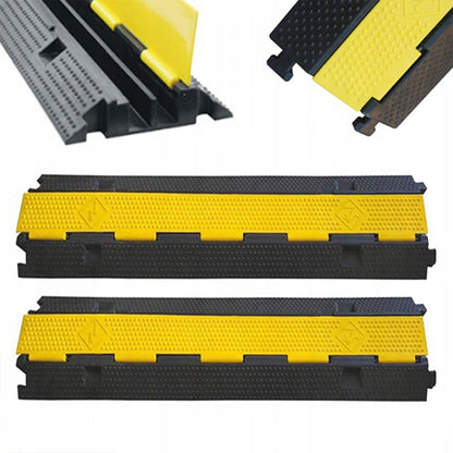 3 db 1 méteres kábelvédő rámpa készlet – 2 csatornás – 7 tonnás teherbírás – kábelvédelem – fekete és sárga szín