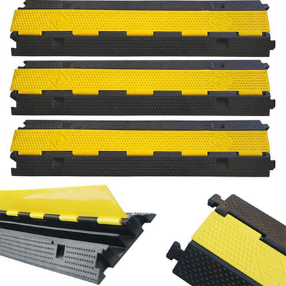 3 db 1 méteres kábelvédő rámpa készlet – 2 csatornás – 7 tonnás teherbírás – kábelvédelem – fekete és sárga szín