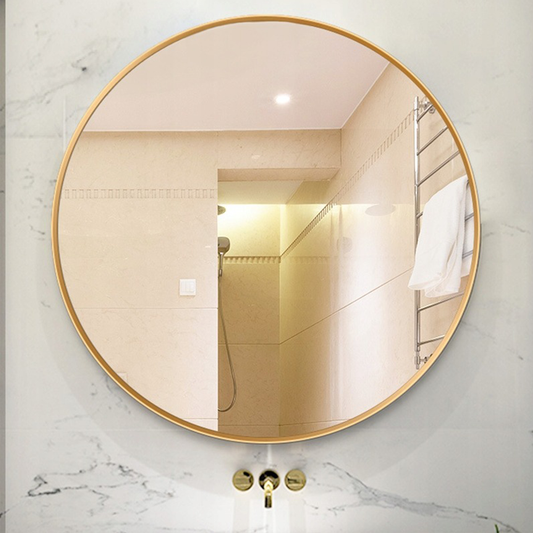 Arany keretes kerek tükör, 60 cm – Elegáns design hálószobába, nappaliba vagy fürdőszobába