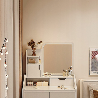 Fehér fésülködőasztal tükörrel, 70x40x130 cm – Elegáns és praktikus megoldás hálószobába vagy fürdőszobába