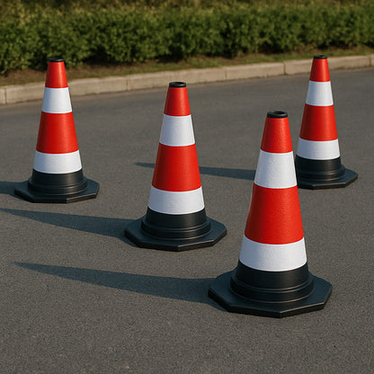 5 darabos, rugalmas, fényvisszaverő forgalomelválasztó bójaszett – 40 cm magas – Biztonságos területkijelölés forgalomban és építkezéseken