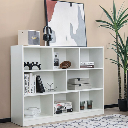 Nyitott fehér könyvespolc 6 polccal – 100x24x104 cm, skandináv modern stílusban