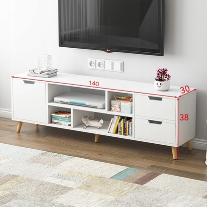 Modern fehér TV komód 140x30x38 cm - Funkcionalitás és elegancia minden enteriőrben