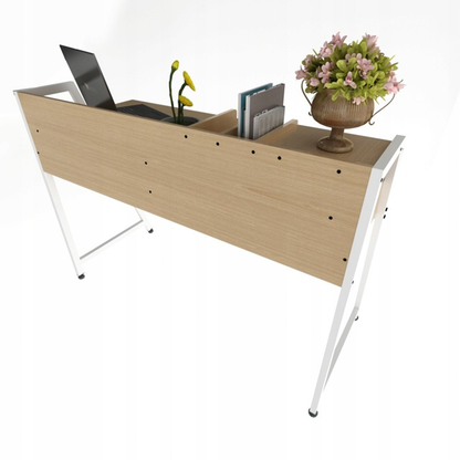 Modern loft stílusú íróasztal 124 cm, fiókokkal – világos tölgy színben