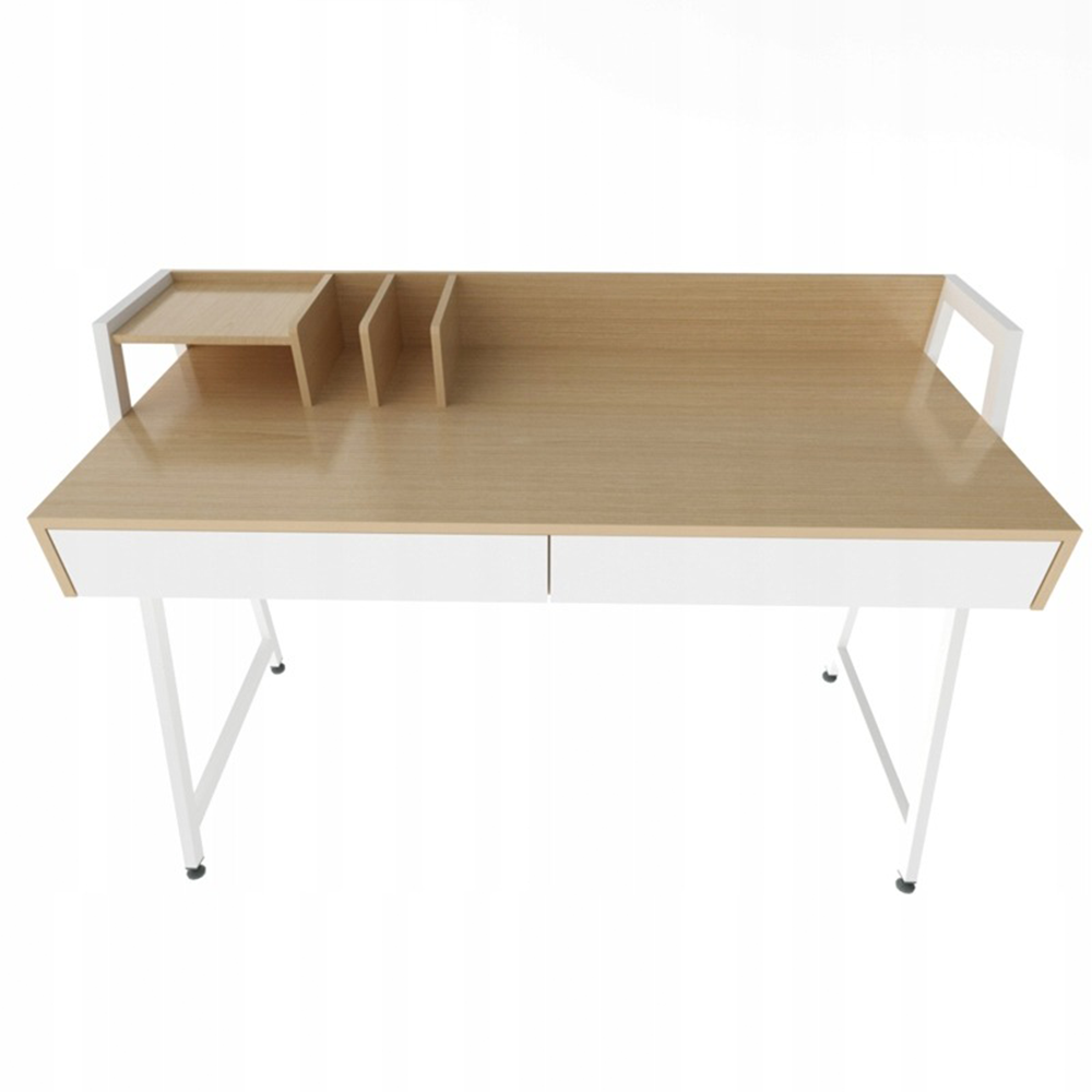Modern loft stílusú íróasztal 124 cm, fiókokkal – világos tölgy színben