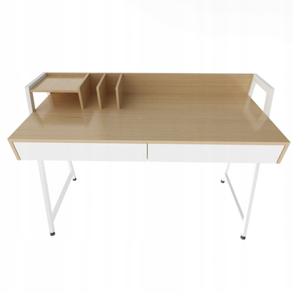 Modern loft stílusú íróasztal 124 cm, fiókokkal – világos tölgy színben