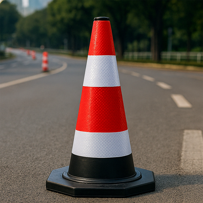 Figyelmeztető közlekedési bója, fényvisszaverő, rugalmas, 60 cm – Biztonságos területhatárolás forgalomban és építkezéseken