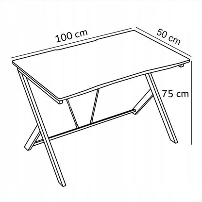 Gaming íróasztal 100x50 cm, loft stílusban, karbonhatású felülettel – fémvázas, modern kialakításban