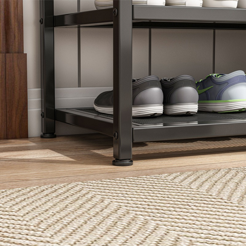 Cipősszekrény ülőkével 73x45x30 cm - Ipari Loft stílus, Fém + MDF, Rusztikus barna