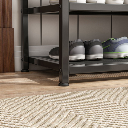 Cipősszekrény ülőkével 73x45x30 cm - Ipari Loft stílus, Fém + MDF, Rusztikus barna