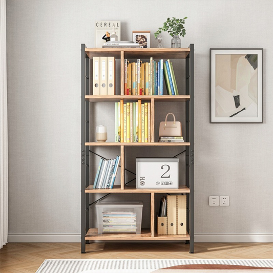 Indusztriális létra formájú könyvespolc – 154,5 cm, rusztikus barna, fekete fémkerettel, loft stílus