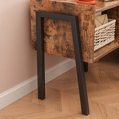 Rusztikus éjjeliszekrény polccal – 43,5x35x51 cm, loft stílus, MDF, barna