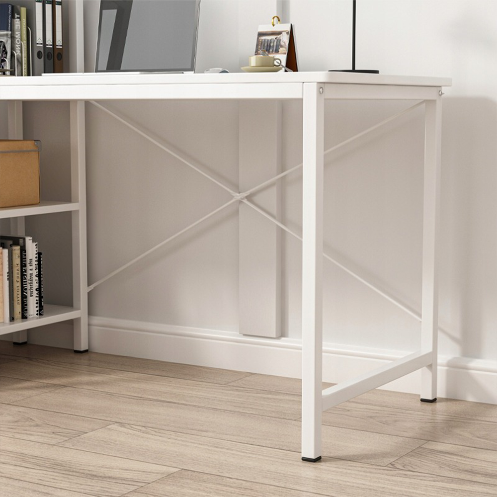 Modern, fehér loft stílusú íróasztal könyvespolccal – 120x55x110 cm
