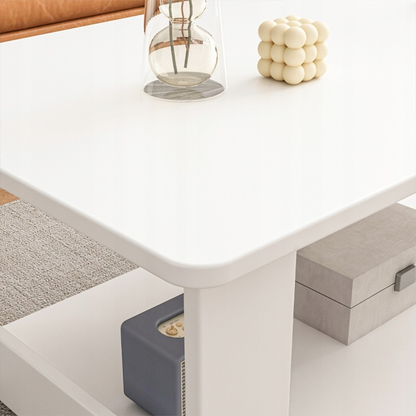 Fehér dohányzóasztal 100x50x42 cm – praktikus polccal, modern design