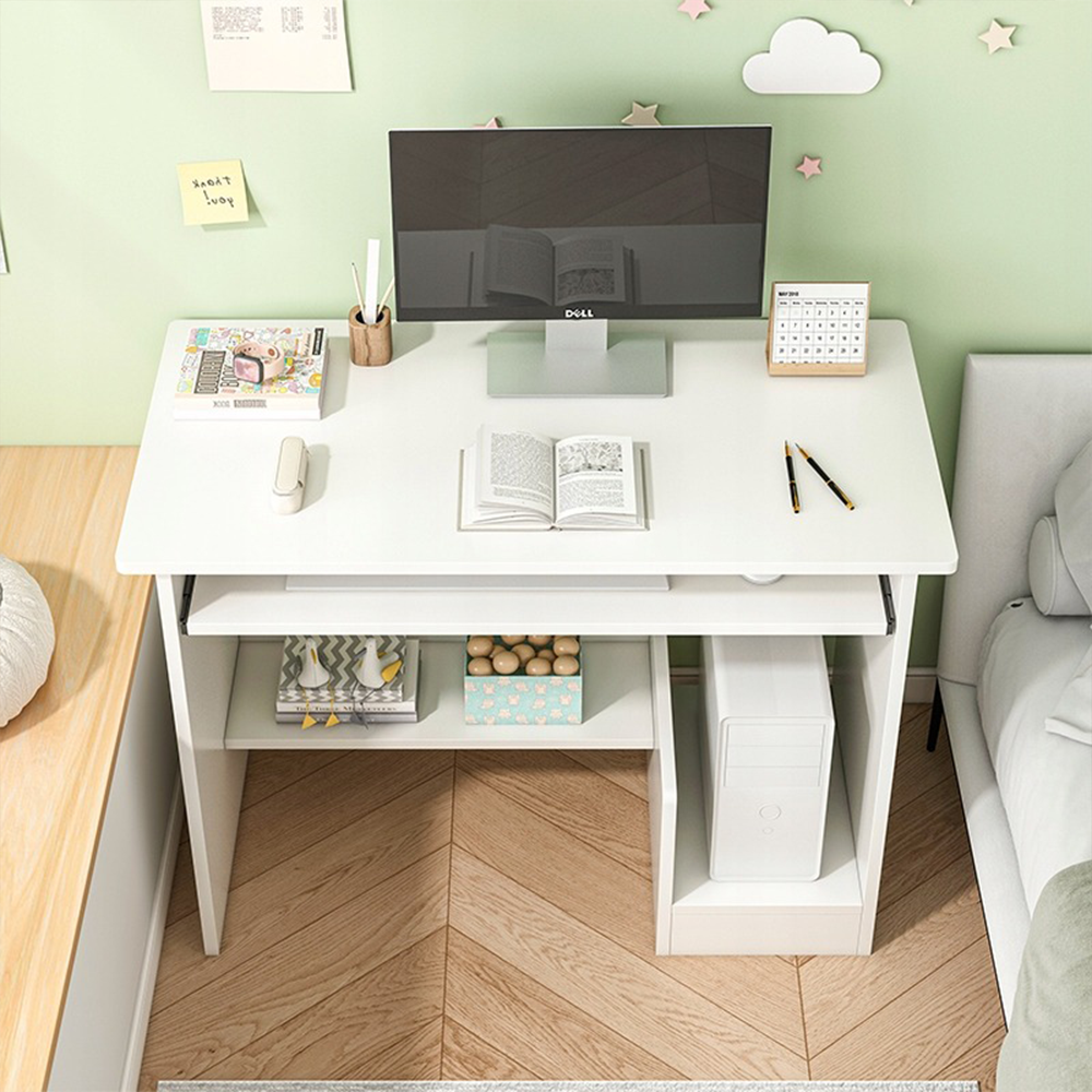 Kompakt fehér íróasztal billentyűzetfiókkal - 80x40x74 cm | Modern és ergonomikus kialakítású