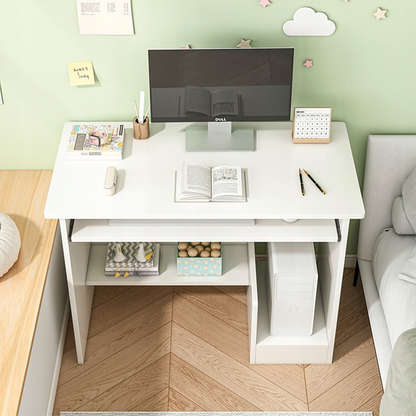 Kompakt fehér íróasztal billentyűzetfiókkal - 80x40x74 cm | Modern és ergonomikus kialakítású