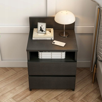 Fekete éjjeliszekrény 40x32x59 cm, 2 fiókkal – modern stílus, ideális hálószobába