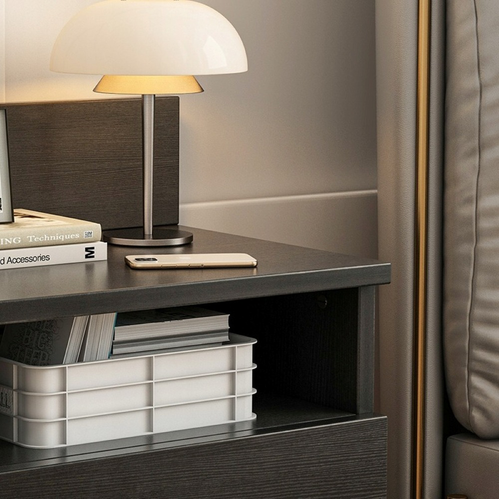 Fekete éjjeliszekrény 40x32x59 cm, 2 fiókkal – modern stílus, ideális hálószobába