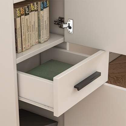Fehér loft stílusú irodai polc, 2 polccal és fiókkal – 85x30x30 cm