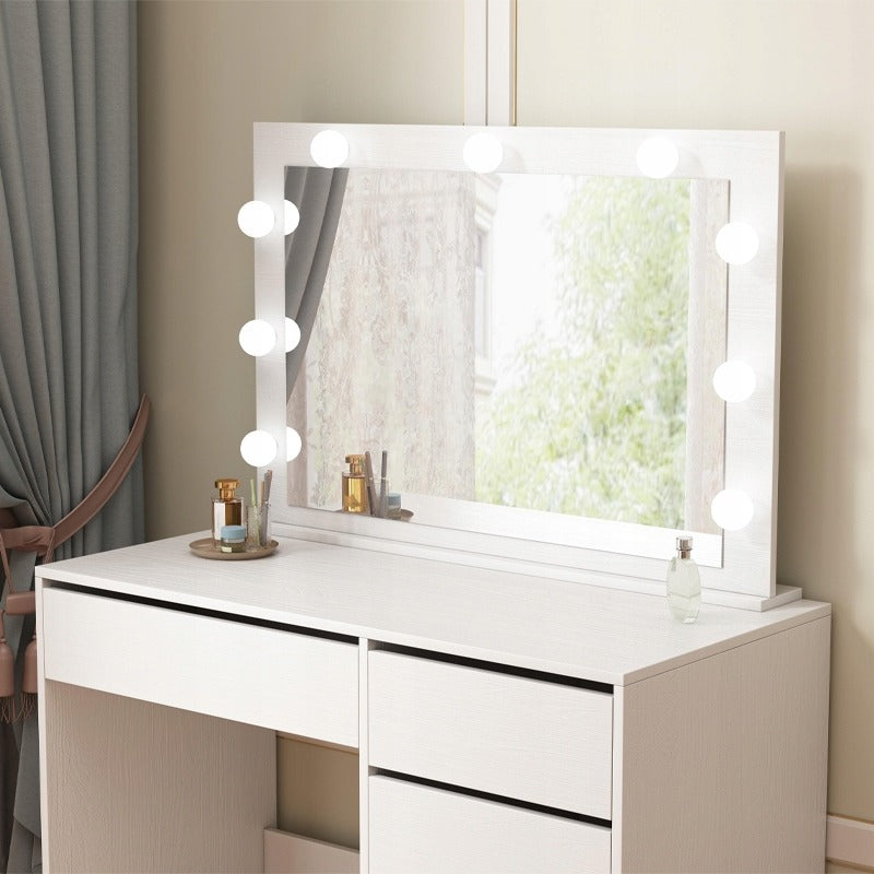 Sminkasztal LED tükörrel, modern, fehér