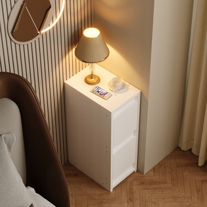 Fehér éjjeliszekrény 2 fiókkal - Modern loft stílusú dohányzóasztal hálószobába