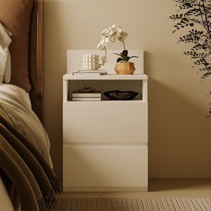 Éjjeliszekrény, hálószoba/nappali asztal, 2 fiókos, loft stílusú, fehér, modern, 40 cm