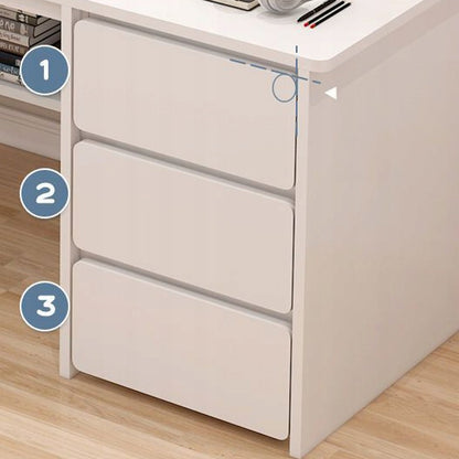 Fehér loft számítógépes íróasztal laptophoz, skandináv stílusban, 3 polccal