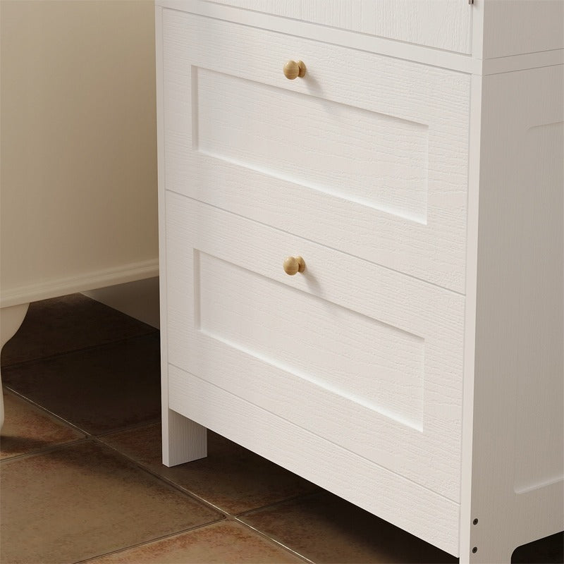 Fürdőszobai polc 2 fiókkal és ajtóval, fehér, loft stílusú, 120 cm