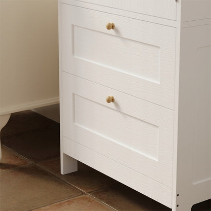 Fürdőszobai polc 2 fiókkal és ajtóval, fehér, loft stílusú, 120 cm