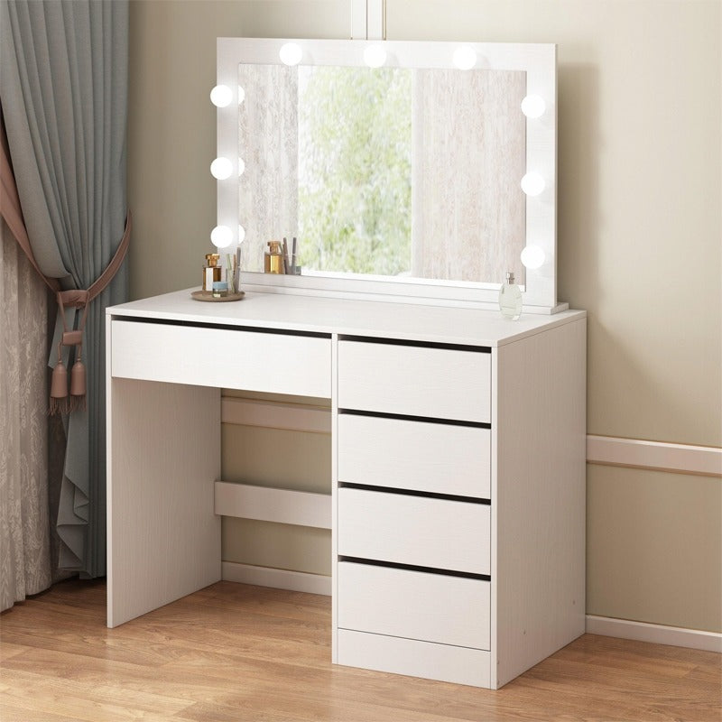 Sminkasztal LED tükörrel, modern, fehér