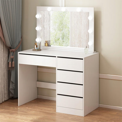 Sminkasztal LED tükörrel, modern, fehér