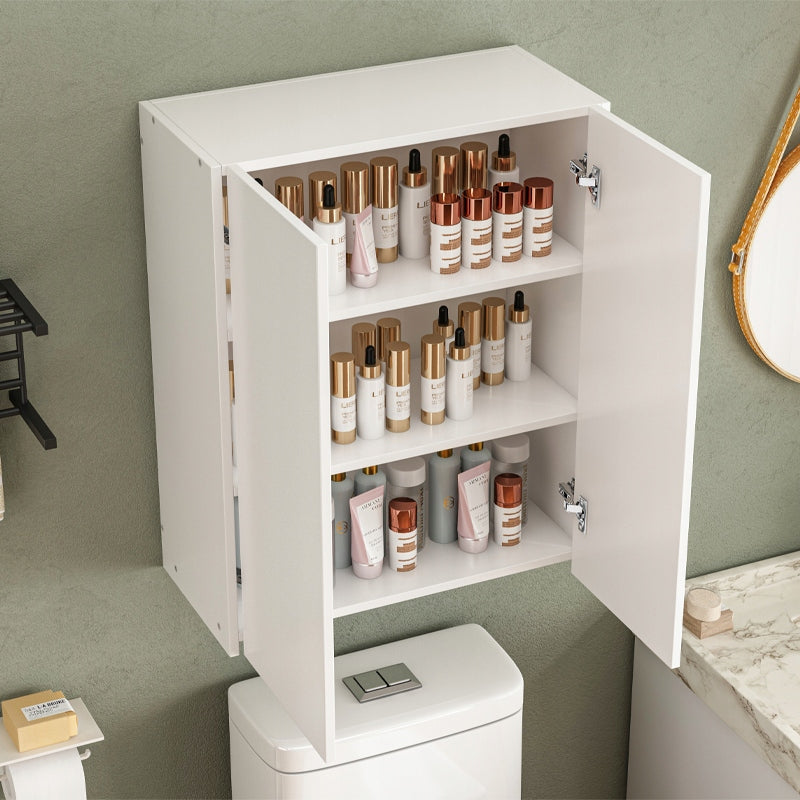 Fali fürdőszobai fali szekrény – fehér, 2 ajtós, modern, 3 polccal, 80 cm